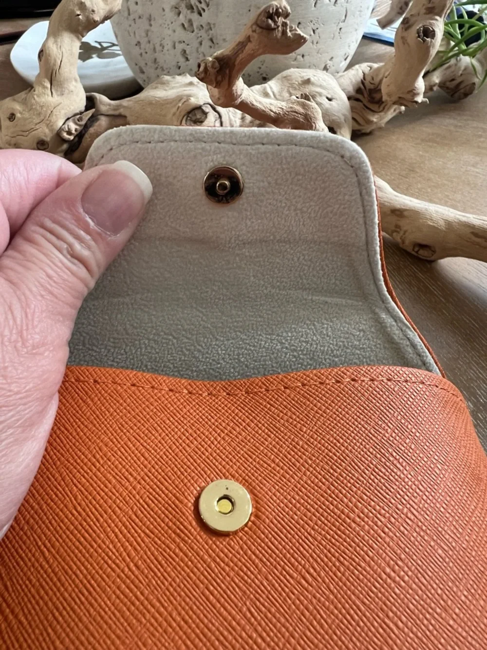 Tory Burch Orange Saffiano Leather Eyewear Case with Logo